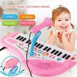 Children s Piano Keyboard Toy With Microphone 37-key Electronic Musical Educational Toy for Age 2 3 4 Year Old Girls