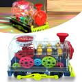 Electric Toy Train Set Battery Operated Transparent Gear Toy with Lights and Music Kids Toddlers Early Educational Train Toys