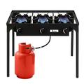 Portable Propane 225 000-BTU 3 Burner Gas Cooker Outdoor Camping Stove Grill