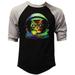 Men s Neon Space Kitten Black/Gray Raglan Baseball T-Shirt Large