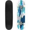 Abstract curve shape background with doodle minimalistic elements Outdoor Skateboard Longboards 31 x8 Pro Complete Skate Board Cruiser