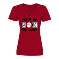 Inktastic That s My Son out There with Baseball Women s V-Neck T-Shirt