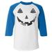 Shop4Ever Men s Jack O Lantern Halloween Pumpkin Costume Raglan Baseball Shirt X-Small White/Blue