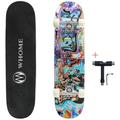 WHOME Pro Skateboard Complete for Adult Youth Kid and Beginner - 31 Double Kick Concave Street Skateboard 8 Layer Alpine Hard Rock Maple Deck ABEC-9 Bearings Includes T-Tool