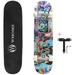 WHOME Pro Skateboard Complete for Adult Youth Kid and Beginner - 31 Double Kick Concave Street Skateboard 8 Layer Alpine Hard Rock Maple Deck ABEC-9 Bearings Includes T-Tool