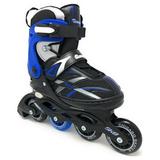 Chicago Skates Boys Five Size Adjustable Inline Skates Black/Blue/Silver - Size Medium (J13 â€� 4).