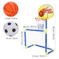 Tebru 2 In 1 Children Portable Football Basketball Set Soccer Goal Hoop Backboard Sports Toy for Kids Football Basketball Set Football Goal