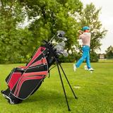 Gymax Golf Carry Bag Golf Stand Bag 6 Way Divider w/ Straps & 7 Storage Pockets Red