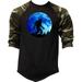 Men s Bigfoot Moon F34 Camo Raglan Baseball T Shirt Medium