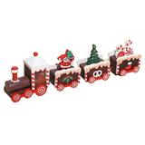 Lovehome Xmas Wooden Christmas Train Santa Claus Festival Ornament Home Decor Gifts For Kids