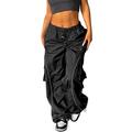 gvdentm Football Pants Women Casual Baggy Cargo Jogger Pants Y2K Tie-Up Elastic Waist Loose Fit Trousers Sweatpants Streetwear For Women