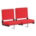 Flash Furniture Set of 2 Grandstand Comfort Seats by Flash - 500 lb. Rated Lightweight Stadium Chair with Handle & Ultra-Padded Seat Red