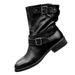 Plus Size Ankle Boots for Womens US Wide Fit Low Block Heel Buckle Warm Fleece Winter Snow Shoes Cowboy Boots Motorcycle Boots Combat Boot Sale Clearance US Size 4 5 6 7 8 9