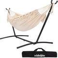 Zupapa Hammock with Stand 2 Person Heavy Duty Portable Hammock with Stand for Camping and Outdoor Adjustable Steel Hammock Stand and Double Hammock with Carrying Bag 550 LBS Capacity.