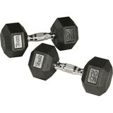 York Barbell Rubber Hex Dumbbell with Chrome Ergo Handle - 30 lbs