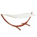 10.5ft Hammock with Wood Stand Heavy Duty Roman Arc Pine Hammock Frame Hammock for Patio Backyard Balcony Porch Amber Yellow & White RT - White