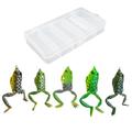 LIXADA 5 Pcs Frog Fishing Lures Kit Soft Bionic Fishing Lure Lifelike Frog Topwater Bait Artificial Bait with Hooks Fishing Tackle 2.2 in 0.5 oz / pc