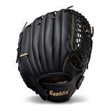 Franklin Sports Baseball and Softball Glove Field Master Baseball and Softball Mitt Adult and Youth Glove Right Hand Throw 12 In. Black/Gold