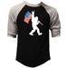 Men s Bigfoot USA Flag F30 Black/Gray Raglan Baseball T Shirt 3X-Large Black/Gray