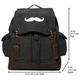 Mustache Vintage Canvas Rucksack Backpack with Leather Straps Black & Wh