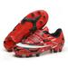 Kids Athletic Soccer Cleats Natural Turf Outdoor Football Games Lightweight Comfortable with Soft touch Sneakers Shoes for Children Red 30