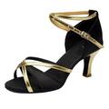 OAVQHLG3B Women s Latin Dance Shoes Med-Heels Satin Shoes Party Tango Dance Shoes