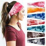 EIMELI 7 PCS Yoga Headbands Tie Dye Headbands Stretchy Cotton Headbands Elastic Non Slip Sports Hairbands for Women Girls Adults