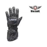 Dealer Leather Motorcycle Gloves with Padded Wrist & Protective Gauntlet - Medium