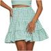 Mrat Womens Tennis Skirt Women Short Skirt Ladies Casual Fashion Plaid Skirt High Waist Loose A-Line Temperamental Sweet Skirt Gothic Skirt