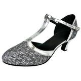 iOPQO Women s Middle Heels Women s Ballroom Tango Latin Salsa Dancing Shoes Sequins Shoes Social Dance Shoe Adult Latin Dance Shoes Silver 35