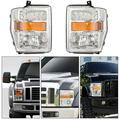 SCITOO Headlight Assembly Fit For Ford F-250 For Ford F-250 Super Duty For Ford F-350 For Ford F-350 Super Duty For Ford F-450 Super Duty Headlamp in Chrome Housing Amber Corner Clear Lens