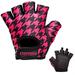 Contraband Pink Label 5257 Womens Design Series Houndstooth Print Lifting Gloves (Pair) - Lightweight Vegan Medium Padded Microfiber Amara Leather w/Griplock Silicone (Black/Pink Large)