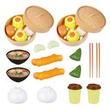 NUOLUX 2 Sets Kids Pretend Play Toy Kitchen Cooking Toy Steamed Toy Food Chinese Breakfast Food Play Set