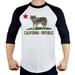 Men s California Wolf Flag Tee B1143 PLY Raglan Baseball T-Shirt Medium