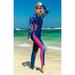 Women s Color Block Floral Print Wetsuit Zipper UPF 50+ Diving Suit Swimwear