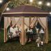 Outsunny 11 x 13 Pop Up Canopy with Netting & Solar Lights Beige