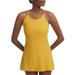 KUACUA Women s Sleeveless Workout Dress Built-in Bra & Shorts with Pockets Athletic Dress for Golf Sportswear Tennis Dress Yellow