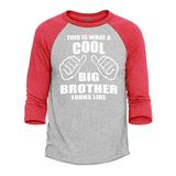 Shop4Ever Men s This Is What A Cool Big Brother Looks Like Raglan Baseball Shirt Small Heather Grey/Red