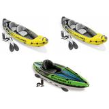 Intex 2-Person Inflatable Kayak w/ Oar & Pump 2 pack & 1-Person Inflatable Kayak