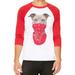 Unisex Red Bandana Pitbull Face B655 White/Red C5 3/4 Sleeve Baseball T-Shirt Small