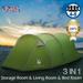 IClover 2 Room Camping Dome Tunnel Tent 3/4 Person Instant Pop Up Backpacking Waterproof Dome Easy Quick Setup Tents for Outdoor Hiking Include Carrying Bag