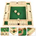 JTWEEN Traditional Wooden Board Game Set Classic 4 Sided Wooden Board Game with 2 Dice and Shut-The-Box Instructions for Kids Adults