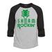 Shop4Ever Men s Sham Rockin Guitar St. Patrick s Day Raglan Baseball Shirt X-Small Heather Grey/Black