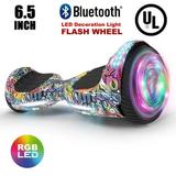 Hoverstar board 6.5 In. Flash Wheel Bluetooth Speaker with LED Light Self Balancing Wheel Electric Scooter - Graffiti