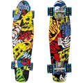 LIEAGLE Light Up Skateboard 22 Complete Retro Mini cruiser Skateboard for Kids Age 6-12 Graffiti