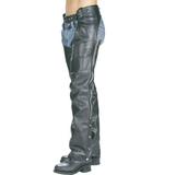 Xelement 7550 Classic Black Unisex Leather Motorcycle Riding Chaps 46