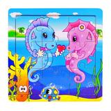 Fridja Wooden Jigsaw Puzzles for Ages 2-5 Toddler Puzzles 9 Pieces Preschool Educational Learning Toys Marine Life Puzzles for 2 3 4 Years Old Boys and Girls