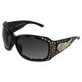 Rodeo Queen Angel Padded Motorcycle Bling Sunglasses for Women Black Frame w/ Bling Rhinestones & Smoke Gradient Lens