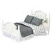 Dollhouse Queen Bed Set White with 5 Piece Bedding Set Comforter & Pillows 1/12 Scale