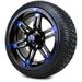 14 MODZÂ® Aftershock Blue & Black Golf Cart Wheels & Low Profile Tires Combo